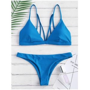 Zafuul - Padded Back Strappy Bathing Suit - Blue S